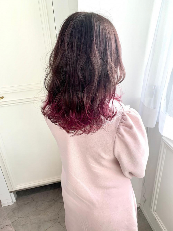 【MILK☆】カシスピンク 裾カラー グラデーション